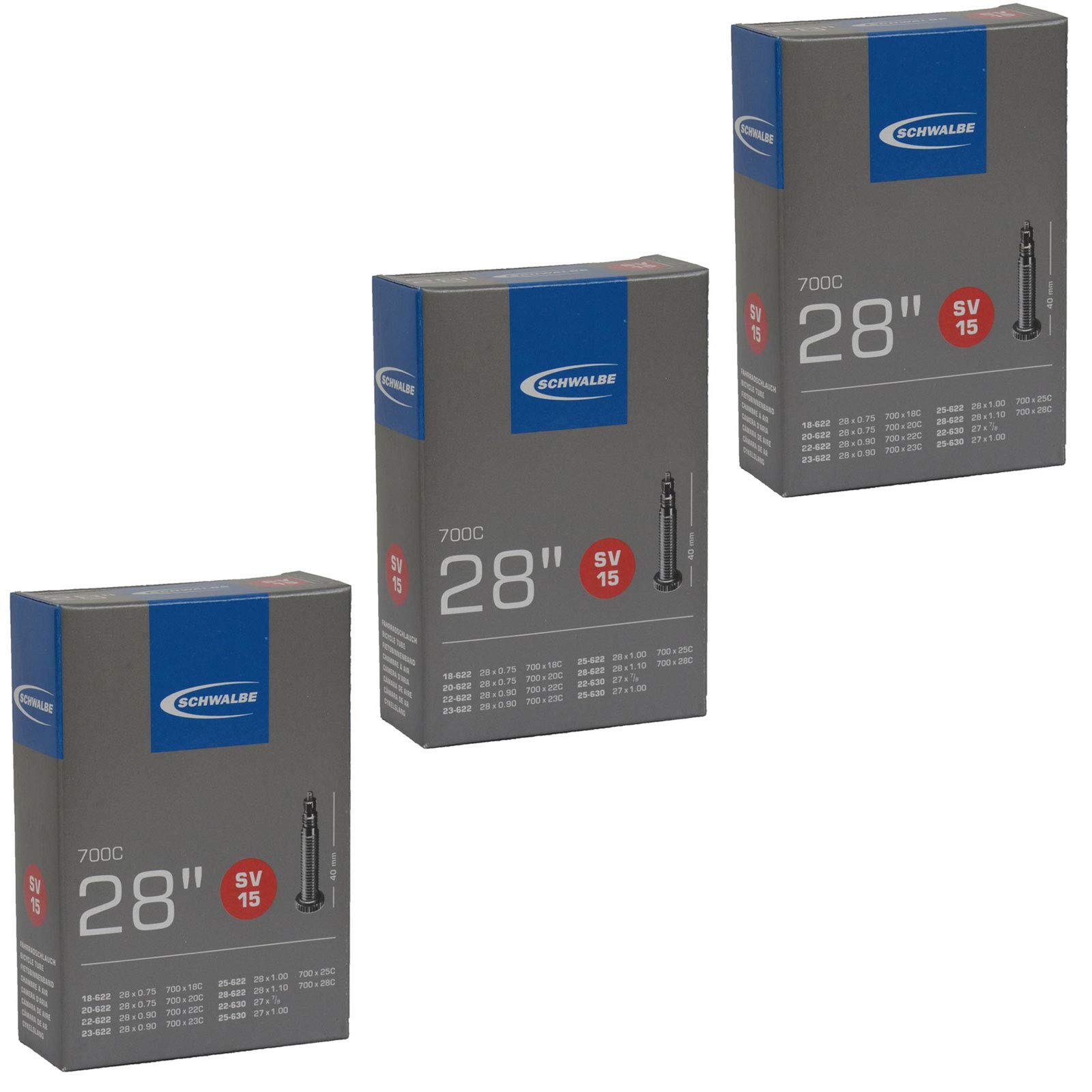 Schwalbe 700 x 18-28c Road Bike Inner Tubes - Presta 40mm Long Valve (Set of 3)