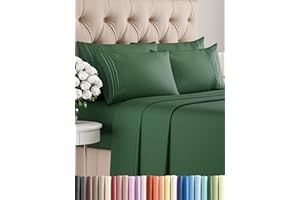 CGK UNLIMITED King 6 Piece Sheet Set - Breathable & Cooling Sheets - Hotel Luxury Bed Sheets - 1 Flat Sheet, 1 Fitted Sheet & 4 Pillowcases - Deep Pocket - Easy Fit, Soft & Wrinkle Free - King Emerald Sheets