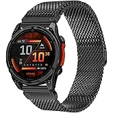 Dhwazz Men's Band for Fenix 8 47mm / E / 7/6 Pro / 5 Plus Smart Watch, 22mm Quick Fit Strap Milanese Magnet Stainless Steel Bands for Garmin Instinct 3 Solar 45mm / Epix Pro 47mm