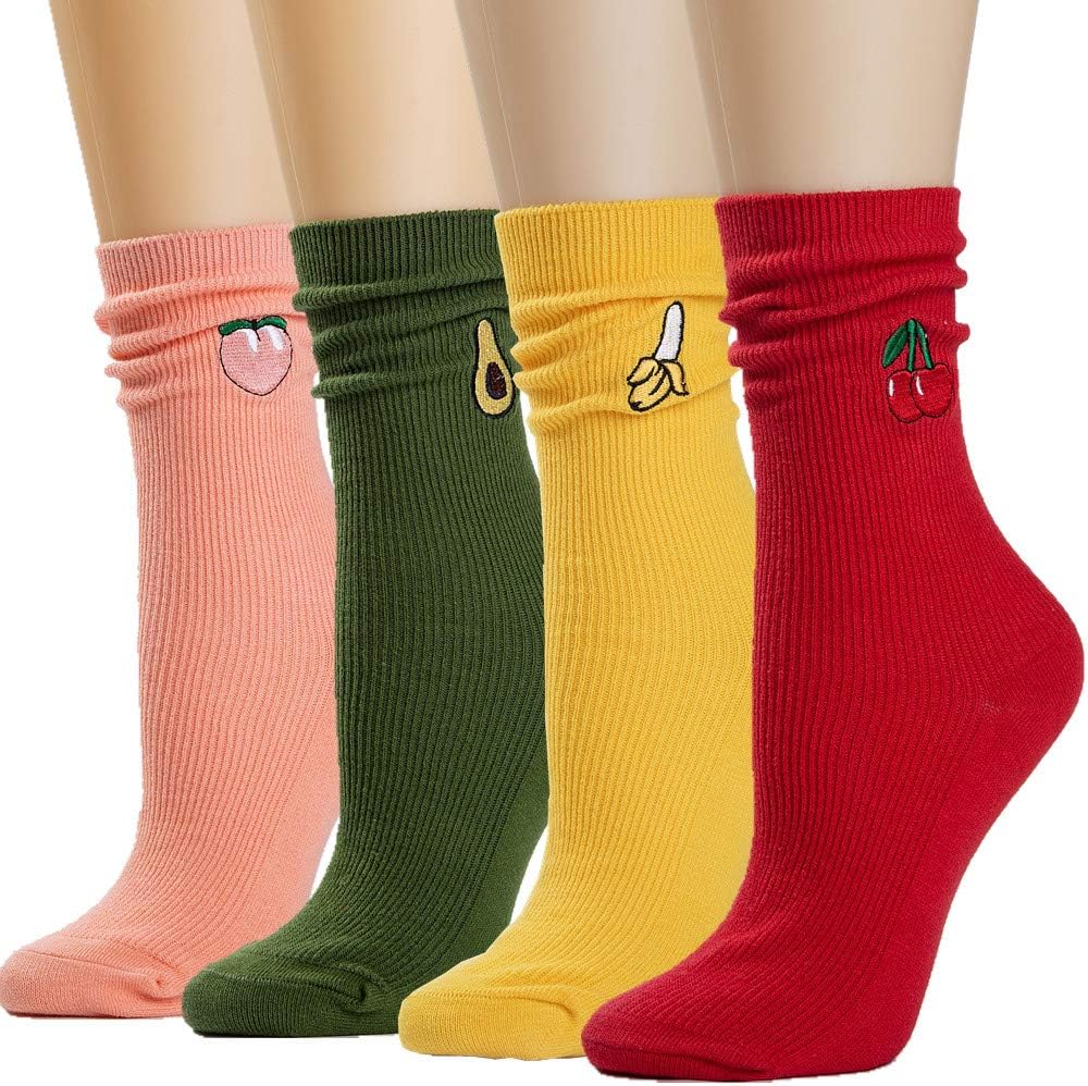 Losa Kute 4/5 Pairs Womens Crew Socks Women Casual Nolvety Funny Long Cute Socks