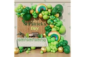 Beaumode St. Patrick’s Day Balloon Arch Kit with Rainbow and Lucky Clover Foil Balloons 148pcs St Patty’s Green Shamrock Theme Irish Get Lucky Party Birthday Baby Shower Party Decorations (Green)