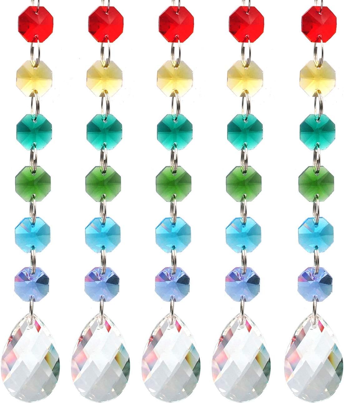 Crystal Beads Clear Chandelier Bead Lamp Crystal Beads Chain 7 Colors Chain with Rainbow Rhinestone 5 Pack