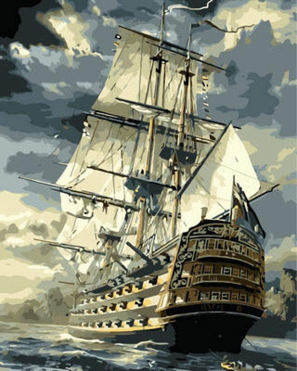 Paint by Numbers Ancient sailing ship Pintura digital DIY