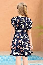 GORLYA Girl's Flutter Sleeve Stretchy A-Line Swing