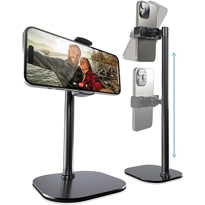 COOPER ChatStand, Adjustable Cell Phone Stand for Desk, Phone Stand for Recording, iPhone Holder for Filming, Small iPhone Tripod, Soporte para Celular, Fits Samsung, Android, (Night Black)