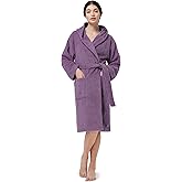 SIORO Women Hooded Terry Cloth Robes, Cotton Long Soft Plush Bathrobe for Shower, Spa, Towel Knee-Length Robe with Pockets