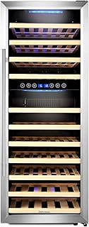 Kalamera KRC-73BSS Design Weinkühlschrank für bis zu 73 Flaschen (bis zu 310 mm Höhe),weinkühler mit Kompressor,zwei Temperaturzonen 5-10°C/10-18°C,(200 Liter, LED Bedienoberfläche, Edelstahl Glastür)