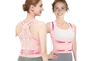 Aristudvio Back Brace Posture Corrector for Women,Adjustable Full Back Support and Shoulder Straightener,for Back Pain Relief,Hunchback Correction,Scoliosis,Thoracic Spine,Posture Trainer（Pink/Medium