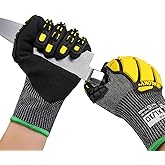 Graloky Safety Work Gloves Men Women, ANSI A6 Cut Resistant Gloves, Impact Gloves for Men Women, Touchscreen Mechanic Nitrile Coated Heavy Duty Work Glovess with TPR Protection, X-Large