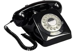 GPO 746 Rotary 1970s-style Retro Landline Phone - Curly Cord, Authentic Bell Ring