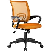 BestOffice Ergonomic Office Chair | Mid-Back Swivel Desk Chair | Orange | with Lumbar Support, Adjustable Height &amp; Breathable Backrest | Sponge Seat &amp; Rolling Wheels | for Home, Office | Pack of 1