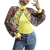 Juniors Boat Neck Lace Tops Blouses for Women Long Sleeve Flower Print Summer Fall Shirts 2026 Fashion Y2K