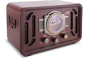 Pyle Retro Wireless Bluetooth Radio Speaker - Classic Vintage Style Audio Sound Receiver System w/Built-in Stereo Speakers, USB, SD Card Slot, AUX, RCA, MP3, AM/FM Tuner - Pyle PUNP34BT