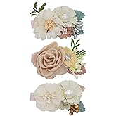WNYUJOY 3pcs Girls Flower Hair Clips, Floral Hair Barrettes w/Boutique Fully Lined Alligator, Hair Bows for Baby Newborn Toddler