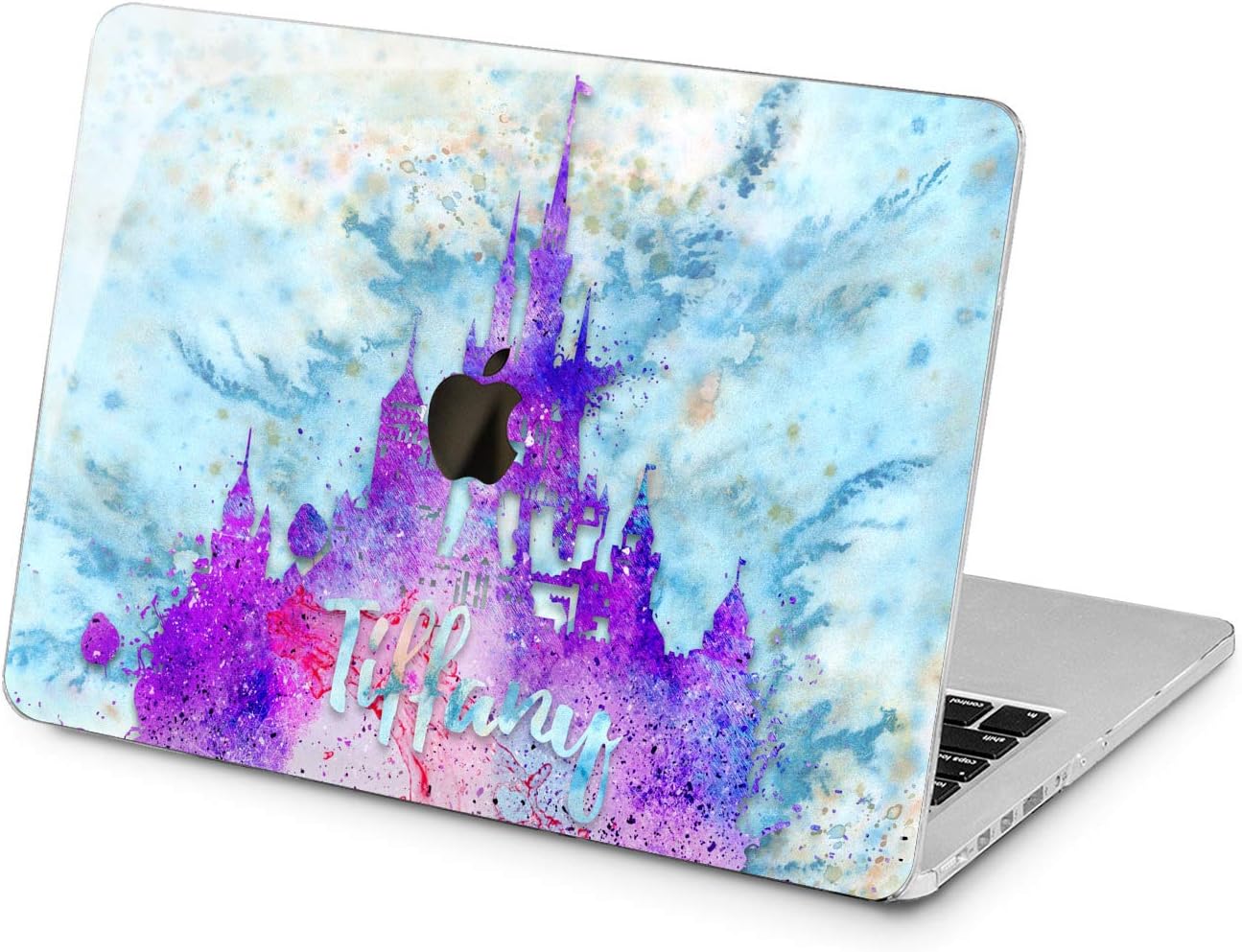 Cavka Hard Shell Case for Apple MacBook Pro 13" 2019 15" 2018 Air 13" 2020 Retina 2015 Mac 11" Mac 12" Monogram Abstract Design Print New Cover Protective Unique Laptop Purple Plastic Initial Castle