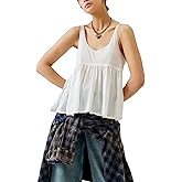 Lumister Womens Cute Babydoll Tops Sleeveless Ruffle Strap Causal T Shirts Tank Summer Tops 2025(0791-White-XL)