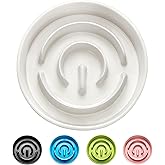 MOPANG Ceramic Slow Feeder Dog Bowls, 2.0 Cups Slow Feeder for Medium Dogs, Puzzle Maze Bowl to Slow Down Eating, 30oz, 8in, White