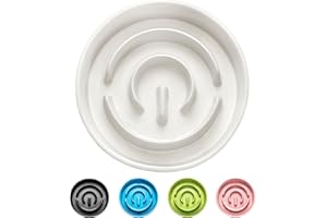 MOPANG Ceramic Slow Feeder Dog Bowls, 2.0 Cups Slow Feeder for Medium and Large Dogs, Puzzle Maze Bowl to Slow Down Eating, 30oz, 8in, White