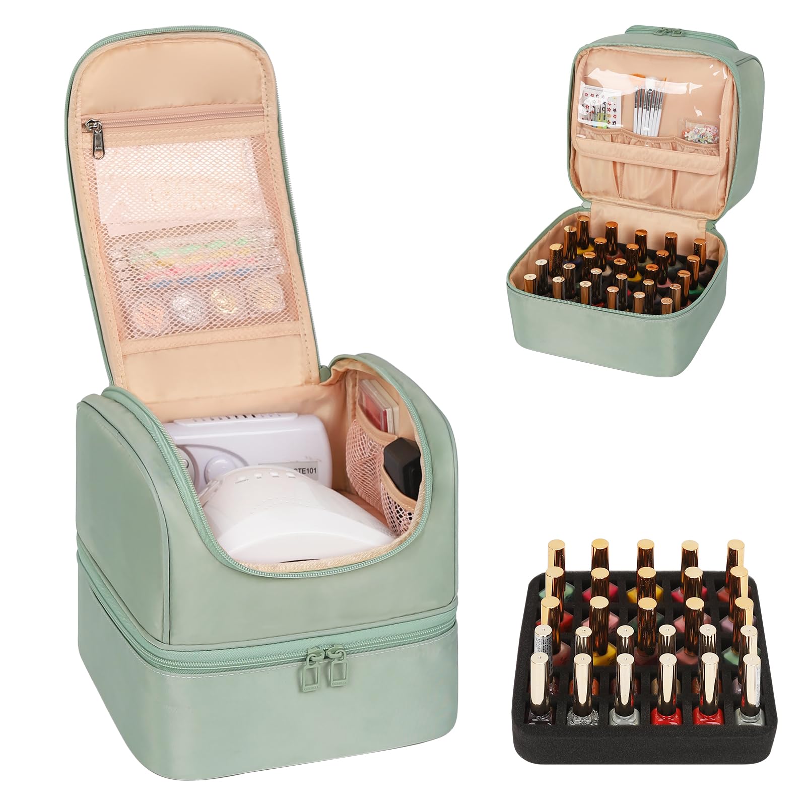 Photo 1 of Nail Polish Organizer Case, Nail Supplies Storage Box Holds Nail Polish Bottles & Nail Lamp, Travel Nail Tech Carrying Case, Nail Kit Bag For Nail Stuff & Manicure Tools (Black, 27 Slots)