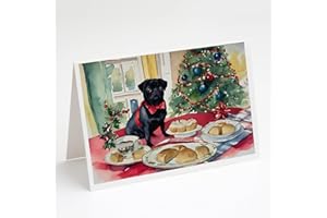Caroline's Treasures DAC3871GCA7P Pug Christmas Cookies Greeting Cards Pack of 8 Blank Cards with Envelopes Whimsical A7 Size 5x7 Blank Note Cards