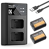 K&F CONCEPT NP-FW50 Battery and Dual Slot Charger for Sony ZV-E10 A6500 A6400 A6300 A6000 A7 A7II A7RII A7SII A7S A7R A7R2 NEX-3 NEX-5 Cameras