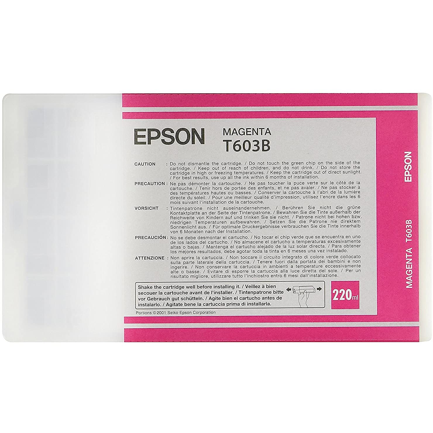 Epson Ink Cartridge for Stylus Pro, 220 ml, Magenta, Genuine