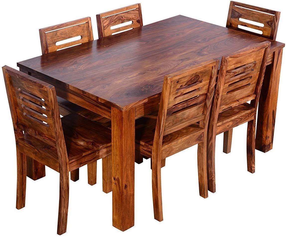 Mk Furniture Sheesham Wood 6 Seater Dining Table For Living Room