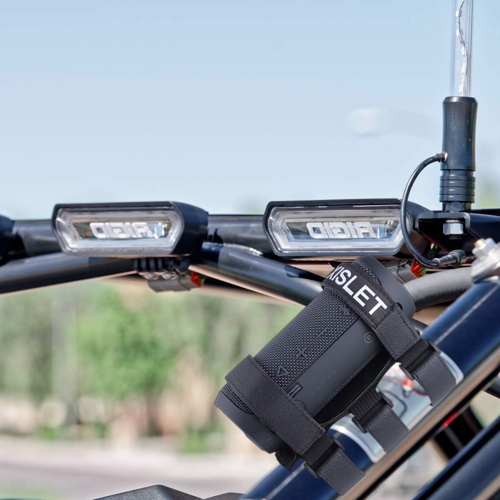 Xislet Portable Speaker Mount for UTV Sound Bar Golf Cart Ebike Scooter Boat Railing Removable Bluetooth Wireless JBL Speaker Holder Strap Fits JBL Charge 5 6 Flip 5 6 Side by Side Accessories