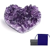 YATOJUZI Amethyst Heart Cluster 1.5"-2" Natural Amethyst Crystal Rocks Geodes Crystals and Healing Stones Gemstones Heart Mineral Stone Valentine's Day Reiki Gifts for Women 1PCS