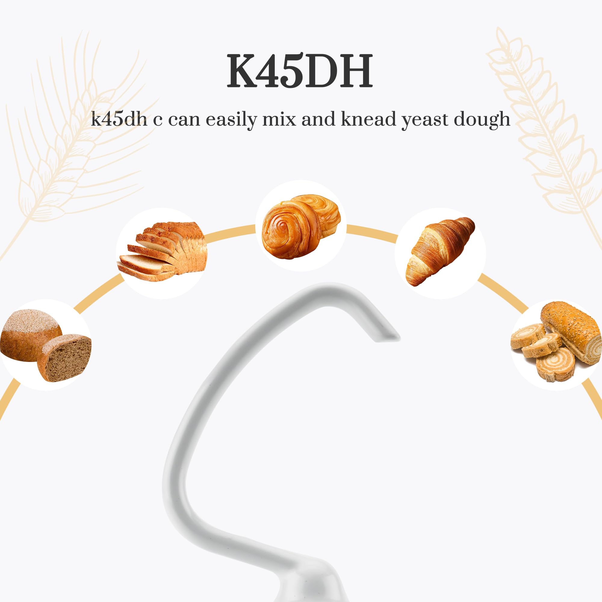 [2025 NEW] Stainless Steel K45DH Coated Anti-Stick Dough Hook & K45WW Wire Whip & K45B Coated Flat Beater Stand Mixer Accessories For Kitchen Tilt-Head Aid Stand Mixer by puxyblue