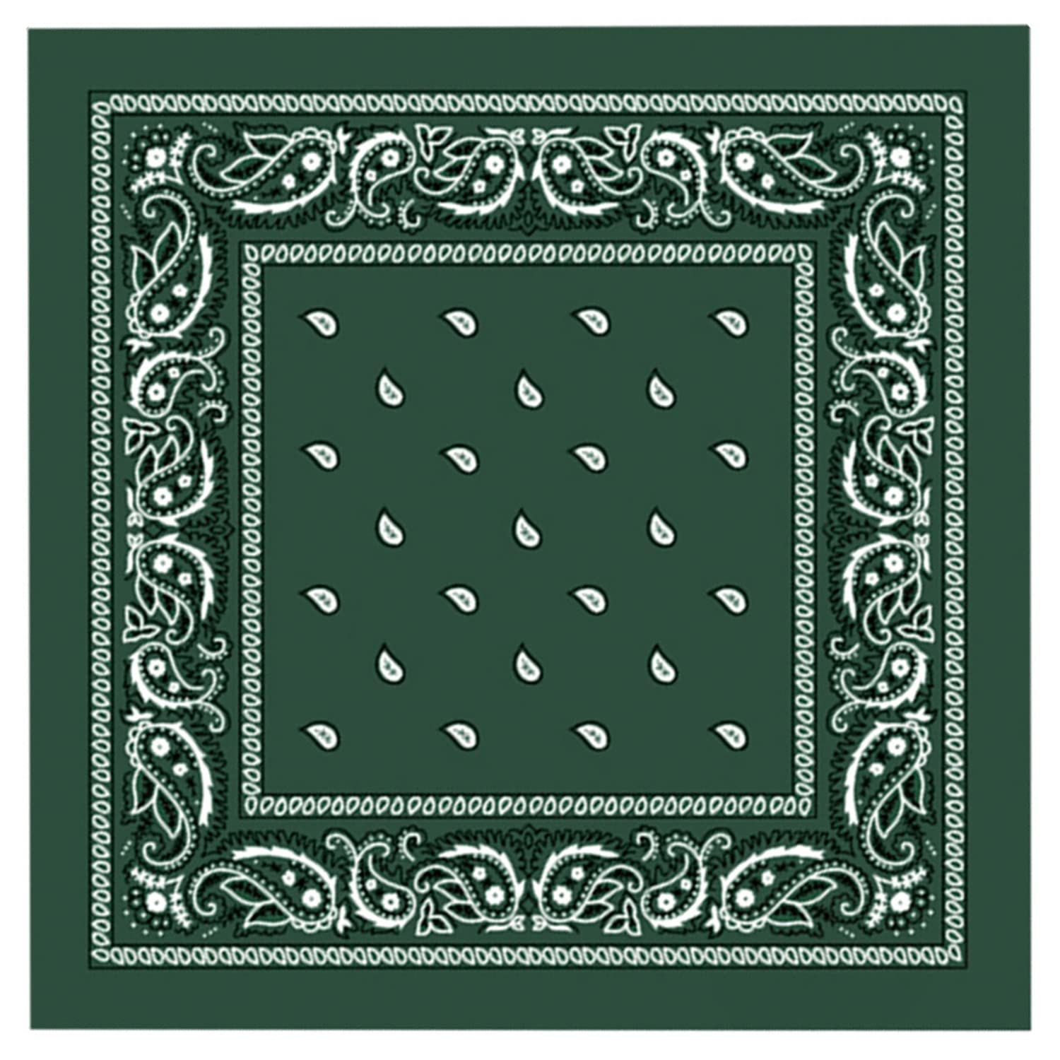 WedDecor Deep Green Bandana For Men Women Cotton Unisex Paisley Head Scarf Wide Headband Fashion Accessory for Riding, Motorcycling, Hiking, Fishing, Outdoor Activities, 54cm