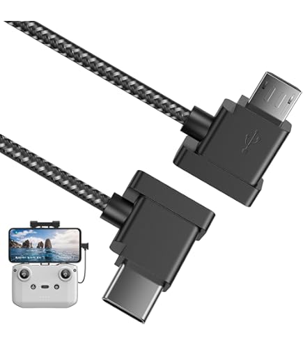 Hanatora USB-C Remote Controller Cable For DJI Drones - 6.3 Inch RC-N3/N2/N1 Cable | Nylon Braided