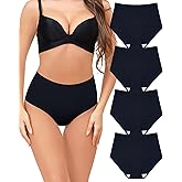 LEVAO Women Tummy Control Panties High Waist Seamless Underwear Full Coverage Brief No Show Postpartum Panties 4 Pack S-XXL
