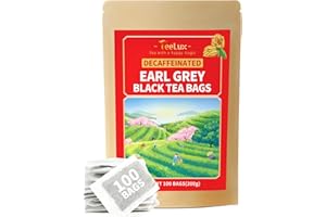 TeeLux Decaf Earl Grey Tea Bags, Decaffeinated Black Tea Blended with Natural Bergamot, Smooth & Full-Bodied, Enjoy Hot or Iced, 100 Count