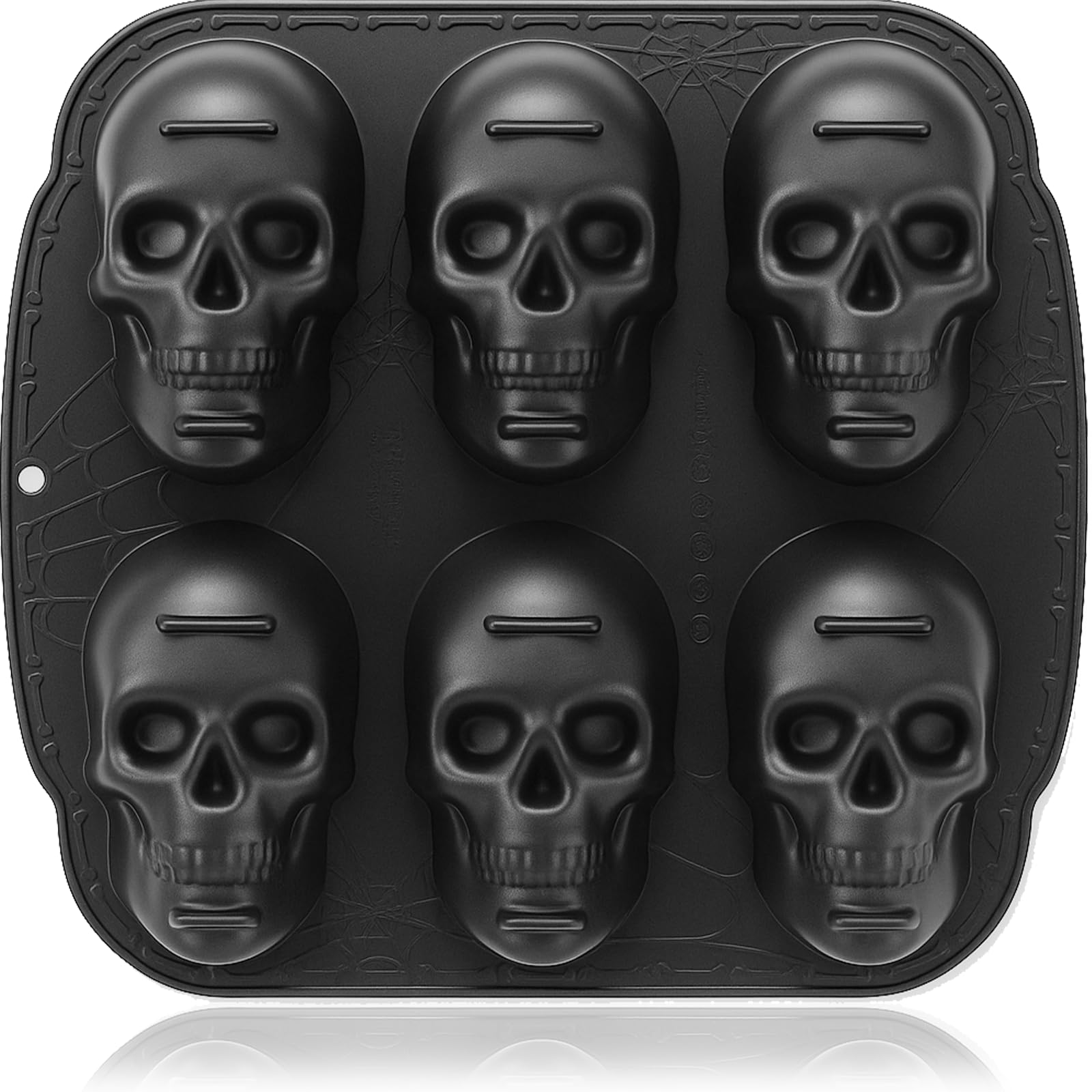Photo 1 of ***USED**  Skull Silicone Baking Pan for Halloween Pizza Cake, 6 Cavities 3D Large Molds, Nonstick Skeleton Head for Soap Ice Tray Oven Safe