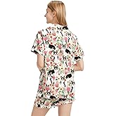 MSOKAZZLES Pajama Sets for Women 2 Piece Button Down Lounge Set Short Sleeve Tops and Shorts Soft Sleepwear