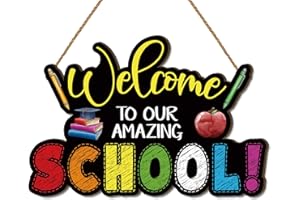YARCOOLY Back To School Decorations First Day of School Wooden Door Sign Welcome Back To School Door Decor Wreath Welcome Back To School Decorations for School Classroom