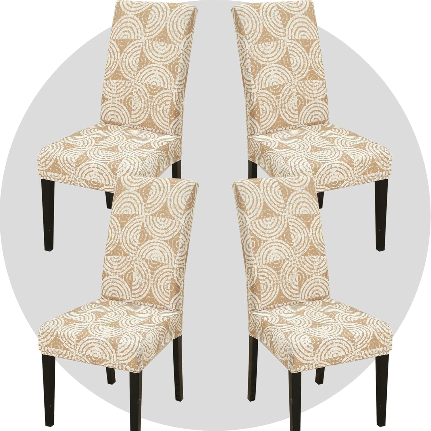 NDMMSO Dining Room Chair Covers Set of 4 Super Fit Stretch Removable Washable Dining Chair Protector Cover Seat Slipcover for Hotel, Dining Room, Ceremony, Banquet Wedding Party(Semicircle)