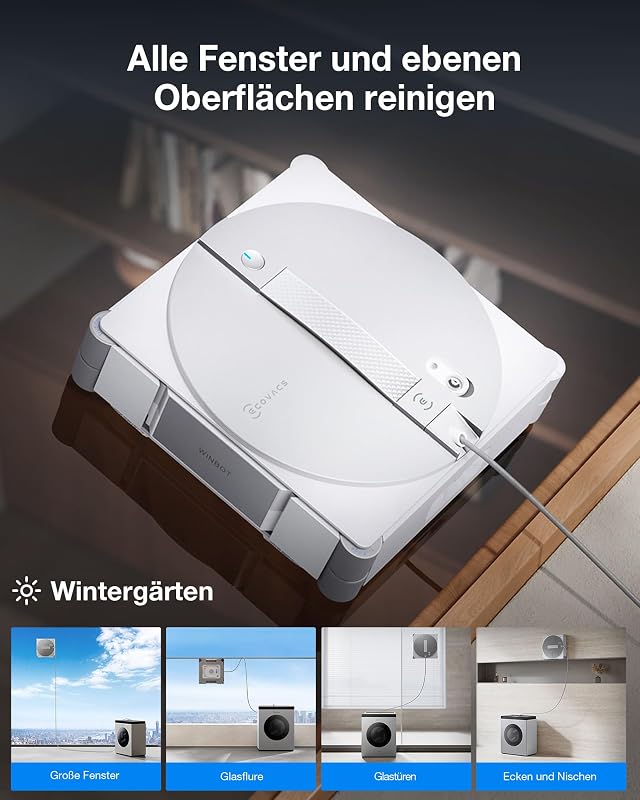 WINBOT W3 OMNI Fensterputzroboter mit Multifunktionsstation, Automatische Reinigung der Wischpads, Intelligente Reinigung entlang der Ränder, Sprühen mit drei Düsen, App-Steuerung