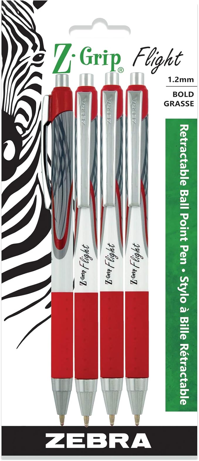 Zebra Pen ZGrip Flight Retractable Ballpoint Pen, Bold Point, 1.2mm