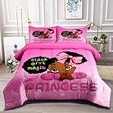 GRAT TIOC Little Black Girl Comforter Set Twin,Black Magic Girl Bedding Set,African American Bed Set,Afro Princess Bedroom Sets Room Decor for Toddler Kids