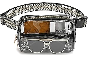 ABOUME Clear Fanny Pack Stadium Approved for Women Men Clear Belt Bag with Adjustable Strap Clear Crossbody Bag Waist Bag for Concerts Sports Travel Hiking Running (1-Black)