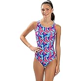 Dolfin Uglies Womens Print One Piece Swimsuit - Athletic HP Back Practice Suit for Training Sports and Fitness