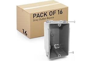 AIRMONT PRODUCTS (16 Pack) Plastic Electrical Box, Grey Outlet Box, Single Gang New Work Junction Box, Captive Nails, 18 cu. Inches, Length 3.75'', Width 2.25'', Depth 2.875'', 2 Hour Fire Rated Electrical Outlet Box