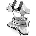 QWORK Mini Table Suction Vise for DIY Repairs, High Specification Hobby and Craft Suction Cup Type Aluminum Alloy Table Vice for Modeling, Painting, Gluing, Soldering