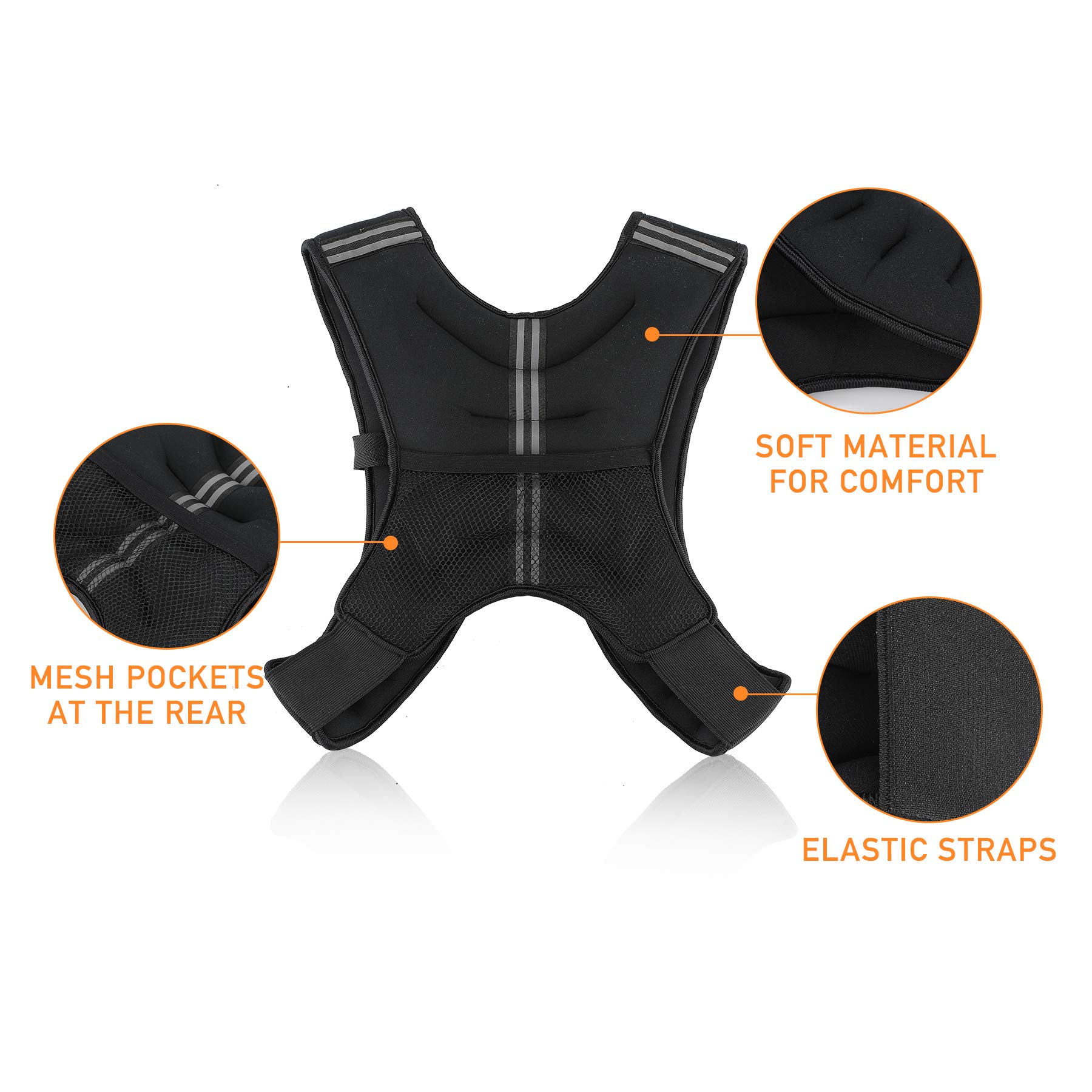ZELUS Weighted Vest, 6lb/8lb/12lb/16lb/20lb/25lb/30lb Weight Vest with Reflective Stripe for Workout, Strength Training, Running, Fitness, Muscle Building, Weight Loss, Weightlifting