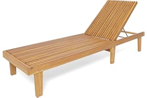 Ibraccieni Patio Lounge Chair, 78" Oversized Reclining Chaise Lounge, Portable Bench Poolside Accent Chair Adjustable Outdoor Couch for Poolside Patio Balcony, 78.75" D x 24" W x 12" H, Teak Color