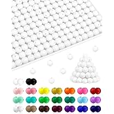 FIVEIZERO 180pcs Small Silicone Beads - 9mm White Round Beads for DIY & Keychain Accessories