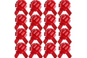 LHMTFCYY 16 Pcs Pull Bows for Gift Wrapping,6 Inch Gift Bows for Presents,Birthday,Anniversary,Party,Christmas,Wreath,Holiday Celebration Gift Decoration (16Pcs Red)