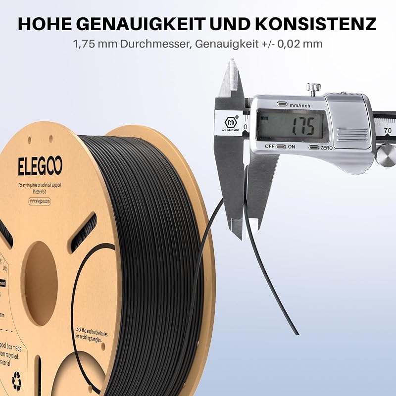 PLA+ Filament 1.75mm 4KG Schwarz/Weiß/Rot/Dunkelblau